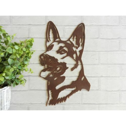  RustyRoosterMetalArt German Shepherd Gift  Dog Garden Art  Rusty Metal Dog Garden Decoration  Dog Lover Gift  Dog Garden Wall Hanger Pet MemorialPolice Dog