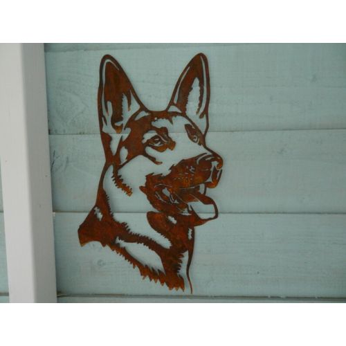  RustyRoosterMetalArt German Shepherd Gift  Dog Garden Art  Rusty Metal Dog Garden Decoration  Dog Lover Gift  Dog Garden Wall Hanger Pet MemorialPolice Dog