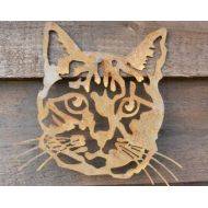 RustyRoosterMetalArt Cat Face Decor  Metal Cat Gift Garden Decor  Rusty Metal Cat Garden Decoration  Cat Wall Decor  Cat Head Sculpture