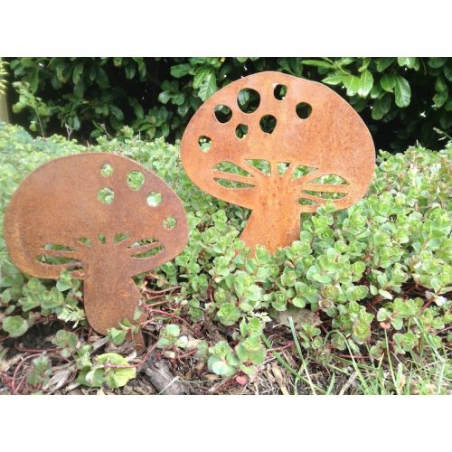  RustyRoosterMetalArt Fairy Mushroom Garden Ornament  Rusty Metal Mushroom Garden Decor  Rustic Mushroom art