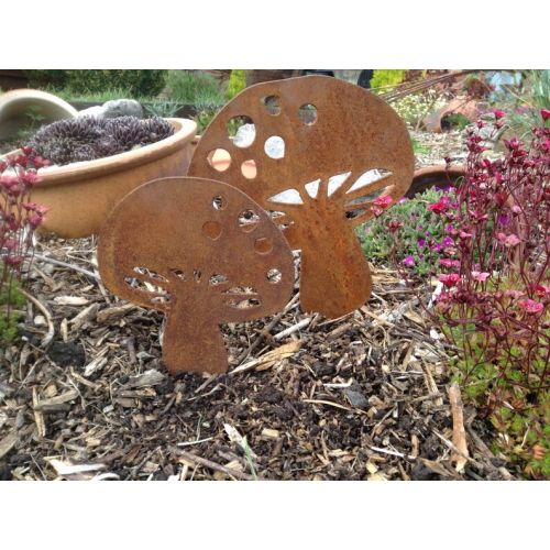  RustyRoosterMetalArt Fairy Mushroom Garden Ornament  Rusty Metal Mushroom Garden Decor  Rustic Mushroom art