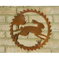 RustyRoosterMetalArt Running Hare Wall Gift / Rusty Metal Art / Garden Decoration / Hare Gift / Hare Wall Decor / Hare Metal Art / Garden Wall Decor / Rabbit