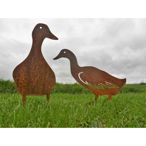  RustyRoosterMetalArt Rusty Metal Duck Garden Decor / Metal Duck gift / Rustic Duck Ornament