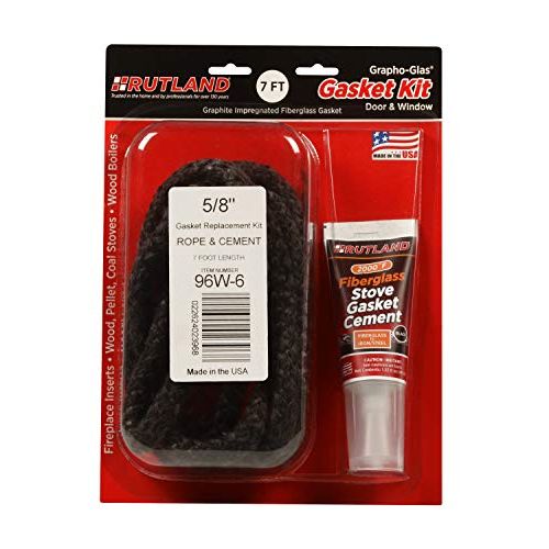  Rutland Products Rutland 96W 6 Grapho Glas Rope Gasket Replacement Kit, 5/8 Inch by 7 Feet, 5/8 X7, Black