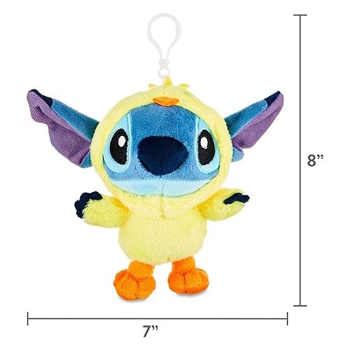  Ruz Disney's Stitch, Dressed as a Chick Easter Plush Clip 5.9 inches Tall, Blue, Yellow, Basket Stuffer, Party Favor