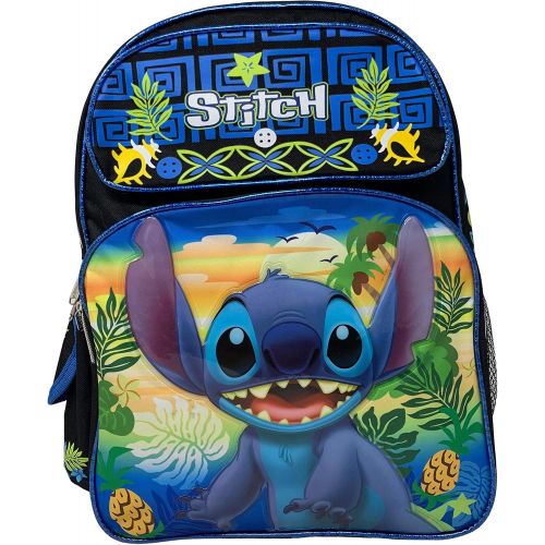 Ruz Disney Lilo & Stitch Black & Blue Large 16 inch School Backpack-Stitch