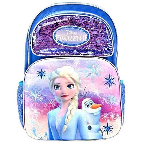  Ruz Disney Frozen II Elsa & Olaf Full Size 16 Inch 3D Backpack with Sequins