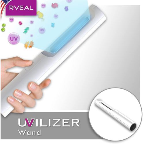  Rveal UVILIZER Wand - UV Light Sanitizer & Portable Ultraviolet Sterilizer (Handheld UV-C Cleaner for Home, Car, Travel Rechargeable UVC Disinfection Lamp USA)