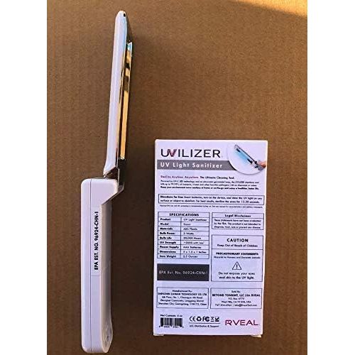  Rveal UVILIZER Razor (2 Pack) - UV Light Sanitizer & Ultraviolet Sterilizer Hand Wand (Portable UV-C Cleaner for Home, Car, Travel UVC LED Disinfection Bulb Kills Germs, Bacteria,