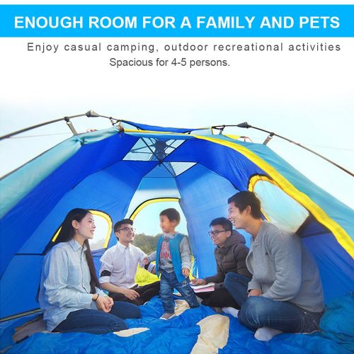  Rxlife Instant Family Camping Tent for 3-4 Person Large Automatic Pop Up Sundome Tents Waterproof with Vent Mesh Doors and Windows - Ideal Shelter for Outdoor Backpacking Hiking Tr