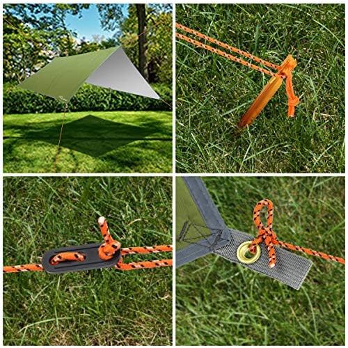  Ryaco Camping Zeltplane, 3m x 3m Tarp fuer Hangematte, wasserdicht Leicht Kompakt Zeltunterlage Picknickdecke Hammock fuer Camping Outdoor Plane fuer Ourdoor Camping MEHRWEG