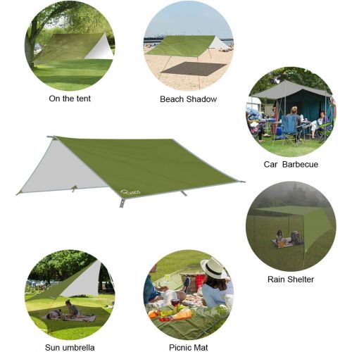  Ryaco Camping Zeltplane, 3m x 3m Tarp fuer Hangematte, wasserdicht Leicht Kompakt Zeltunterlage Picknickdecke Hammock fuer Camping Outdoor Plane fuer Ourdoor Camping MEHRWEG