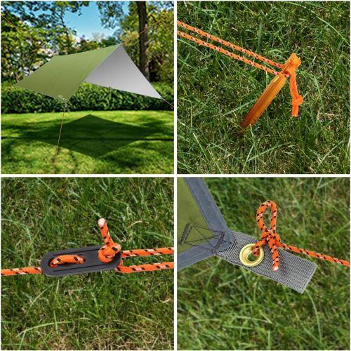  Ryaco Camping Zeltplane, 3m x 3m Tarp fuer Hangematte, wasserdicht Leicht Kompakt Zeltunterlage Picknickdecke Hammock fuer Camping Outdoor Plane fuer Ourdoor Camping MEHRWEG