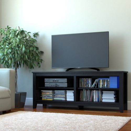  Ryan Rove Mission 58” Modern Wood Storage TV Stand Console Entertainment Center in Black