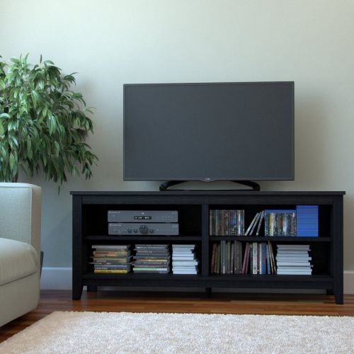  Ryan Rove Mission 58” Modern Wood Storage TV Stand Console Entertainment Center in Black