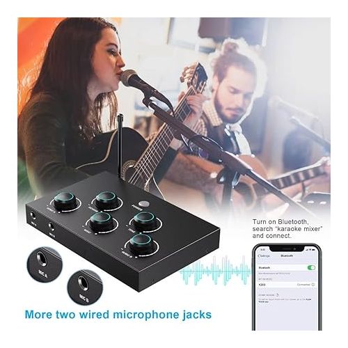  DIGITNOW!Portable Karaoke Microphone Mixer System Set, with Dual UHF Wireless Mic, HDMI-ARC/Optical/AUX & HDMI In/Out in Singing Receiver for Smart TV, PC, KTV, Home Theater, Amplifier, Speaker