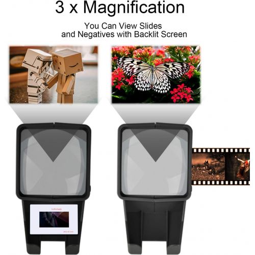  [아마존베스트]Rybozen 35mm Film and Slide Viewer, 3X Magnification and Desk Top LED Lighted Illuminated Viewing and Battery Operation-for 35mm Slides & Positive Film Negatives(4AA Batteries Incl