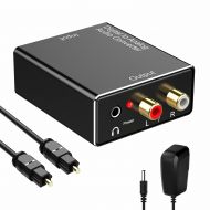 Rybozen 192kHz Digital to Analog Audio Converter- Aluminum Optical to RCA with Optical Cable &Power Adapter, Digital SPDIF TOSLINK to Stereo L/R and 3.5mm Jack DAC Converter for PS4 Xbox H