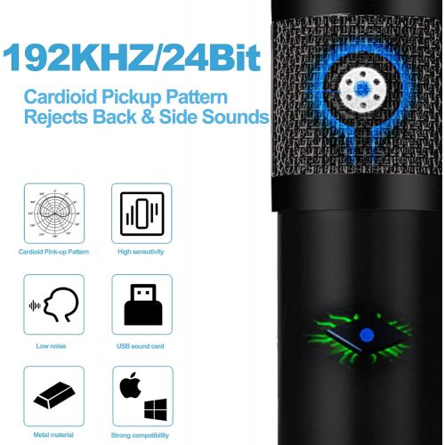  [아마존베스트]Rybozen Multipurpose Condenser Microphone Bundle Kit, Professional Cardioid Studio Mic Set with Mic Suspension Scissor Arm Stand Shock Mount for Recording Podcasting Karaoke Gaming Streami