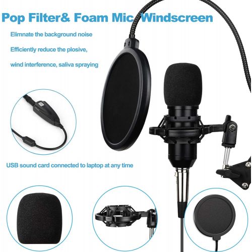  [아마존베스트]Rybozen Multipurpose Condenser Microphone Bundle Kit, Professional Cardioid Studio Mic Set with Mic Suspension Scissor Arm Stand Shock Mount for Recording Podcasting Karaoke Gaming Streami