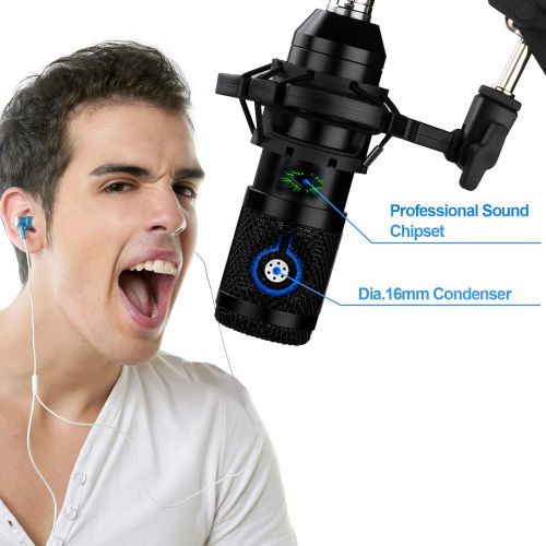  [아마존베스트]Rybozen Multipurpose Condenser Microphone Bundle Kit, Professional Cardioid Studio Mic Set with Mic Suspension Scissor Arm Stand Shock Mount for Recording Podcasting Karaoke Gaming Streami