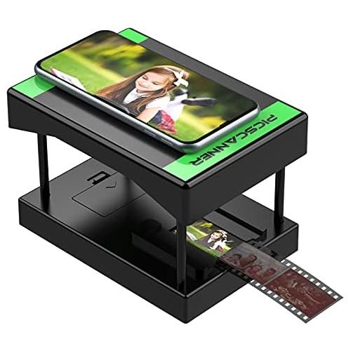  [아마존베스트]Rybozen Slide scanner, scan and save your 24 x 36 mm negatives and slides with your smartphone camera. Can be used for all types of 35 mm films (2 AA batteries are sold separately)