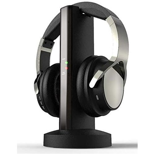  [아마존베스트]Rybozen TV Wireless Headphones, Over-Ear Wireless Headphones with 2.4 GHz Digital Charging Station for TV, HiFi DVD, Transmitter with Optical and Aux Port