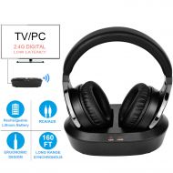 Rybozen Wireless TV Headphone 2.4G Digital RF Transmitter Charging Dock, Hi-Fi Over-Ear Cordless Headset with RCA and 3.5MM Connection, for Watching Home TV Games Computer Radio