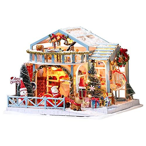  Rylai DIY Miniature Dollhouse Kit with Music Box 3D Puzzle Challenge for Adult Christmas Snowy Night