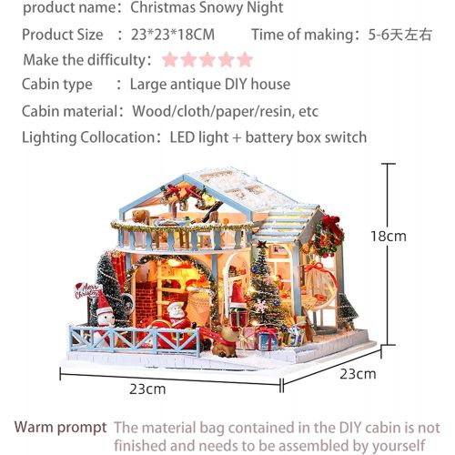  Rylai DIY Miniature Dollhouse Kit with Music Box 3D Puzzle Challenge for Adult Christmas Snowy Night