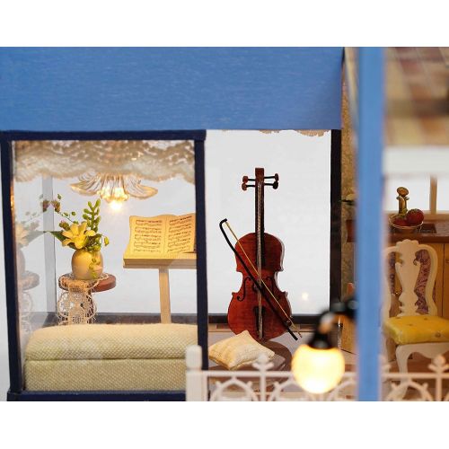  Rylai DIY Miniature Dollhouse Kit with Music Box 3D Puzzle Challenge for Adult Seattle House