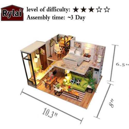  Rylai DIY Miniature Dollhouse Kit with Music Box 3D Puzzle Challenge for Adult (Light Series)