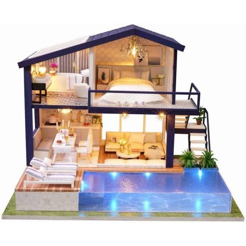  Rylai DIY Miniature Dollhouse Kit with Music Box 3D Puzzle Challenge for Adult Time Apartment