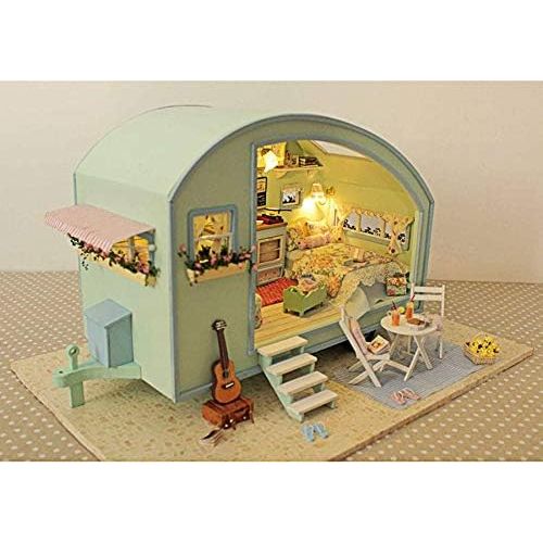  Rylai 3D Puzzles Wooden Miniature Dollhouse DIY Kit Light Time Travel Series Dollhouses Accessories Dolls Houses With Furniture LED Music Box