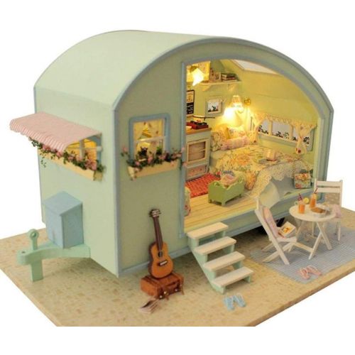  Rylai 3D Puzzles Wooden Miniature Dollhouse DIY Kit Light Time Travel Series Dollhouses Accessories Dolls Houses With Furniture LED Music Box