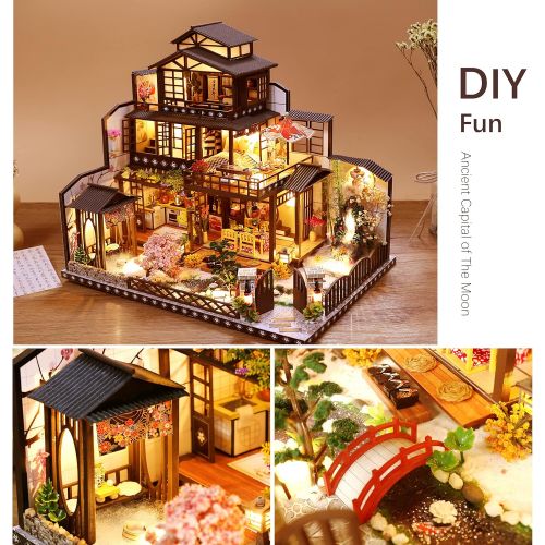  Rylai DIY Miniature Dollhouse Kit with Music Box 3D Puzzle Challenge for Adult Ancient Capital of The Moon