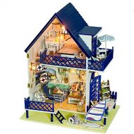 Rylai 3D Puzzles Wooden Handmade Dollhouse Miniature DIY Kit - Mediterranean Style Series Wooden Dollhouses with Furniture/Parts& Furniture XMas Gift