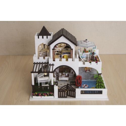  Rylai 3D Puzzles Wooden Handmade Miniature Dollhouse DIY Kit w/ Light -My Dream Castle Series Dollhouses Accessories Dolls Houses with Furniture & LED & Music Box Best Xmas Gift