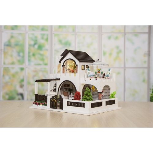  Rylai 3D Puzzles Wooden Handmade Miniature Dollhouse DIY Kit w/ Light -My Dream Castle Series Dollhouses Accessories Dolls Houses with Furniture & LED & Music Box Best Xmas Gift