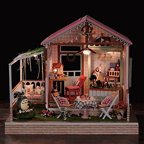 Rylai 3D Puzzles Wooden Handmade Miniature Dollhouse DIY Kit w/ Light -Dreamland Series Dollhouses Accessories Dolls Houses with Furniture & LED & Music Box Best Xmas Gift for Wome