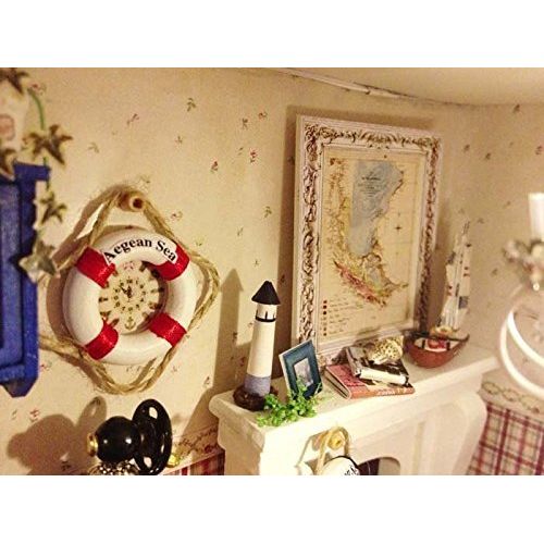  Rylai 3D Puzzles Wooden Handmade Miniature Dollhouse DIY Kit w/ Light -Romantic Aegean Sea Series Dollhouses Accessories Dolls Houses with Furniture & LED & Music Box Best Xmas Gif