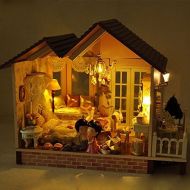 Rylai Wooden Handmade Dollhouse Miniature DIY Kit w/Light - Sweet Dating Series Wooden Dollhouses Villa & Furniture/Clay Accessories( 1:24 Scale Dollhouse)