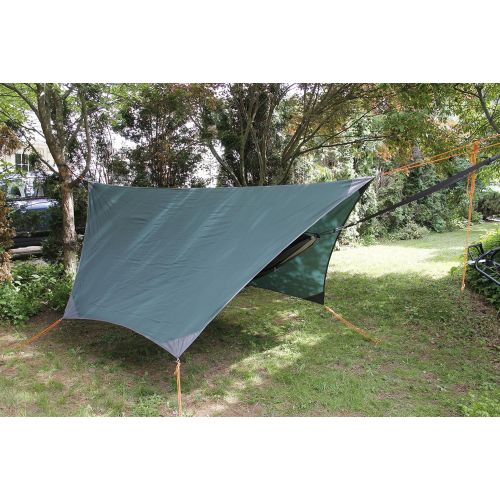  Ryno Traveller RainFly/Rain Tarp, Single Person, Easy to Transport, Rip-Stop Polyester Fabric, Ideal Shelter for Camping Hammock, Teal, Comes with Cords and Anchor Pins, 132 L x 108 W,