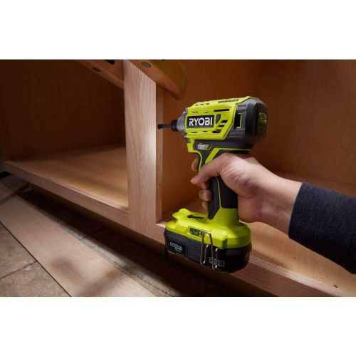  Ryobi 18-Volt ONE+ Lithium-Ion Cordless Brushless Drill/Driver-Impact Driver 2-Tool Kit w/(2) 1.3 Ah Batteries, Charger,