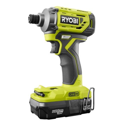  Ryobi 18-Volt ONE+ Lithium-Ion Cordless Brushless Drill/Driver-Impact Driver 2-Tool Kit w/(2) 1.3 Ah Batteries, Charger,