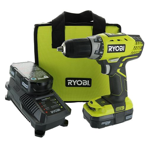  Ryobi P1811 One+ Compact Drill / Driver Kit (5 Piece Bundle: 1x P208 Drill / Driver Power Tool, 2x P102 18 Volt Battery, 1x P118 18 Volt Battery Charger, 1x Lime Green Ryobi Tool B