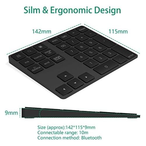  [아마존베스트]Rytaki Bluetooth Numeric Keypad 34 Keys Wireless Bluetooth Number Pad Rechargeable Keyboard Numeric Keyboard for Computer Laptop Tablet Phone iPad Compatible with Mac Book Windows