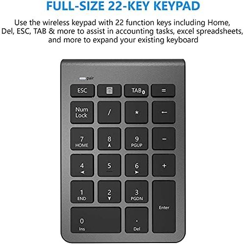  [아마존베스트]Rytaki 22 Keys Numeric Keypad for iMAc, Macbooks, PC and Laptops, Ultra Slim Black