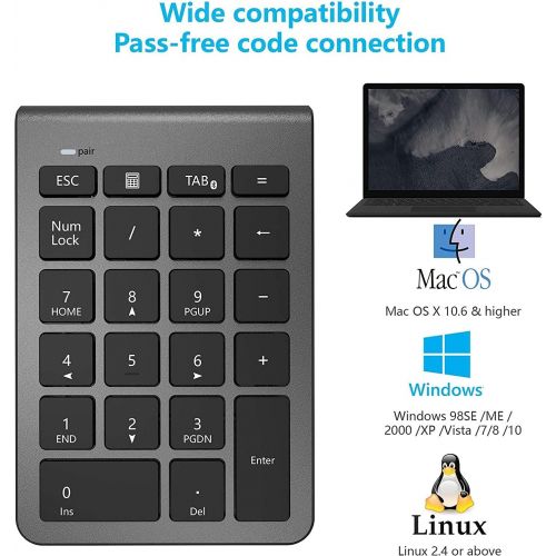  [아마존베스트]Rytaki 22 Keys Numeric Keypad for iMAc, Macbooks, PC and Laptops, Ultra Slim Black