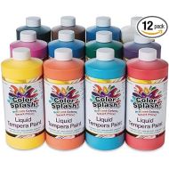 S&S Worldwide Color Splash! Liquid Tempera Bulk Paint, Set of 12 in 11 Bright Colors, 32-oz Easy-Pour Bottles, Great for Arts & Crafts, School, Classroom, Poster Paint, For Kids & Adults, Non-Toxic.